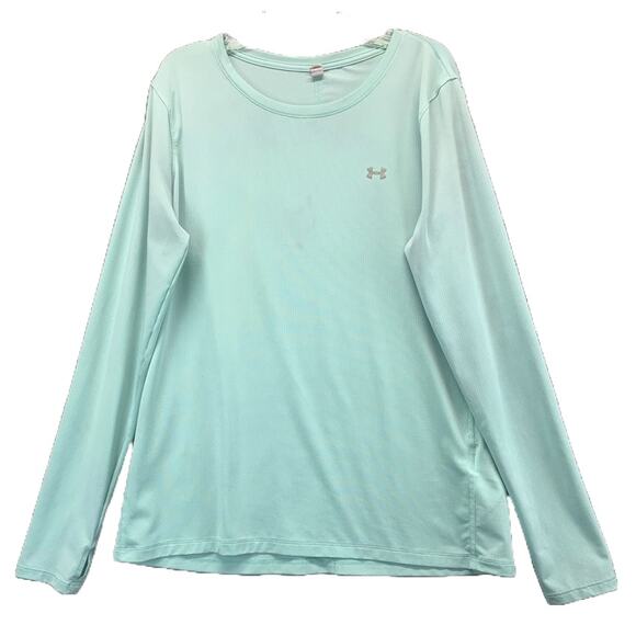 UNDER ARMOUR Womens Heat Gear Long Sleeve Activewear Top - Mint Green Sz Large - Picture 1 of 11